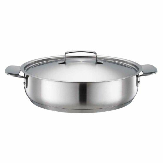 Fiskars Asador con tapa, Ø 28 cm, Con revestimiento, Apto para todas las placas de cocción, Acero inoxidable reciclado, All Steel, Plateado, 1064749