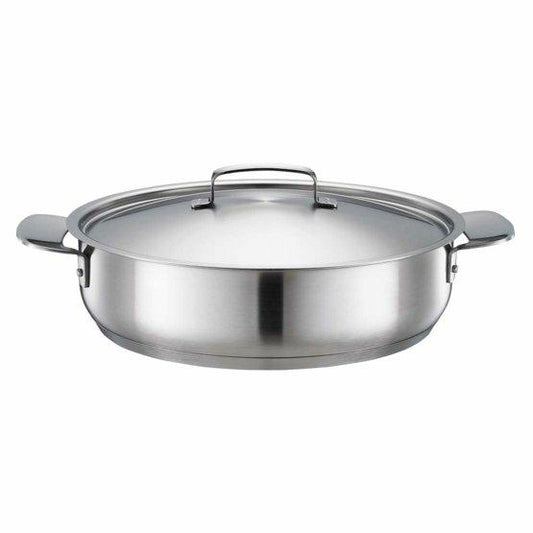 Fiskars Asador con tapa, Ø 28 cm, Con revestimiento, Apto para todas las placas de cocción, Acero inoxidable reciclado, All Steel, Plateado, 1064749