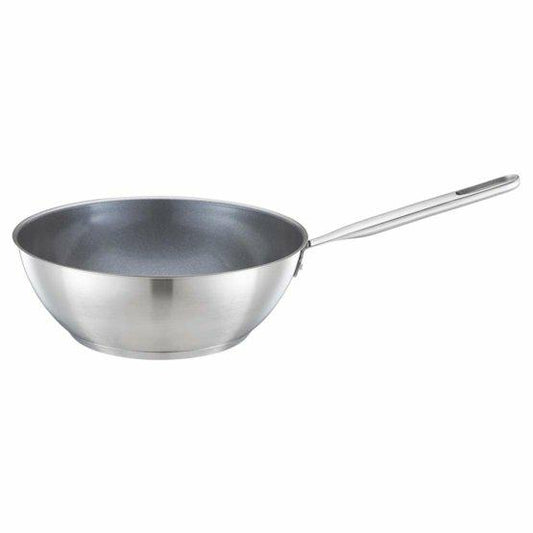 Fiskars Sartén wok, Ø 28 cm / 4,5 L, Con revestimiento, Apta para todas las placas de cocción, Acero inoxidable reciclado, All Steel, Plateado, 1064747