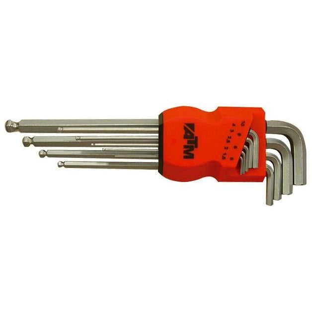 ATM Wrenches &amp; Sockets A1201 - Set of 9 extra-long ball-end Allen keys (SW 1.5-10)