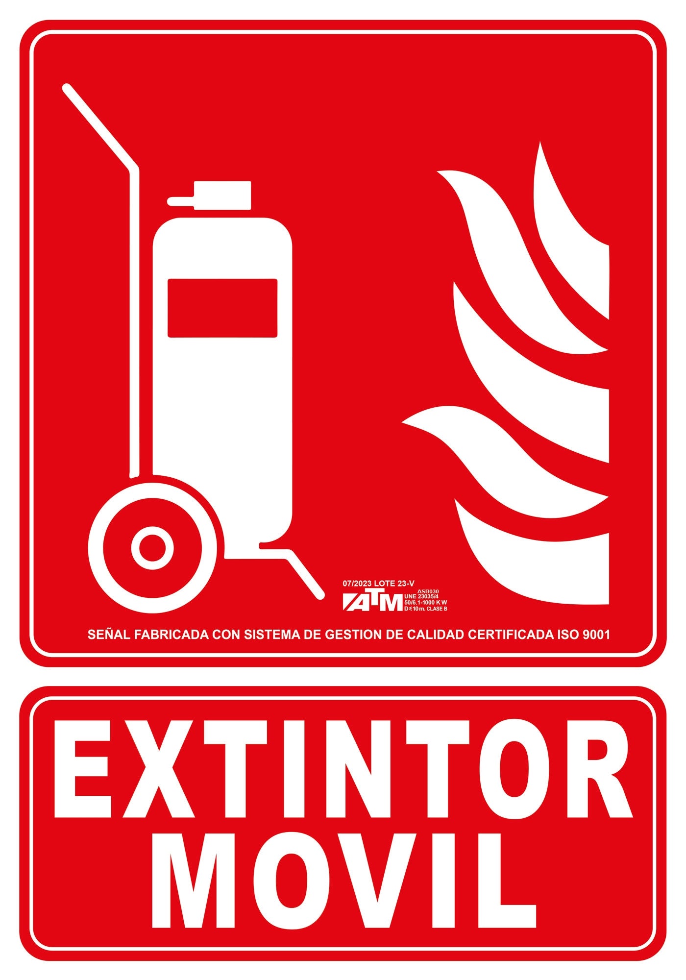 ATM Señalización ASB030 - Señal carro extintor PVC clase B - Ferrotecnia