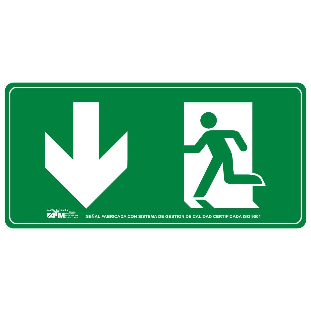 ATM Signaling ASB130 - Evacuation sign down arrow PVC class B