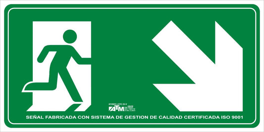 ATM Señalización ASB140 - Señal evacuación escalera abajo derecha PVC clase B - Ferrotecnia