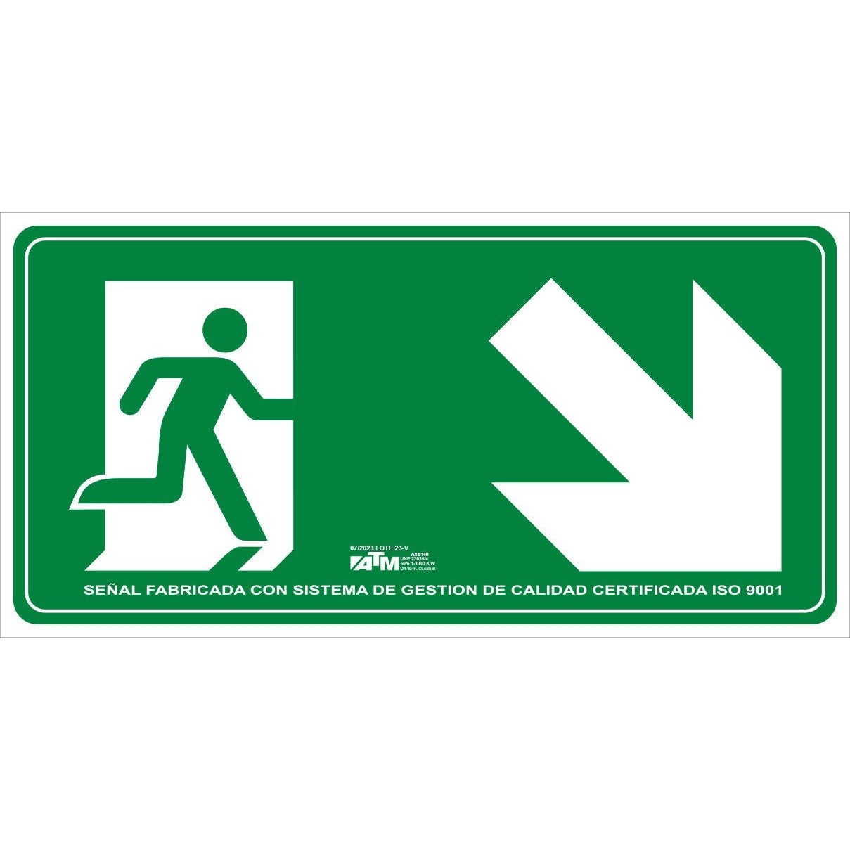 ATM Signaling ASB140 - Evacuation sign downstairs right PVC class B