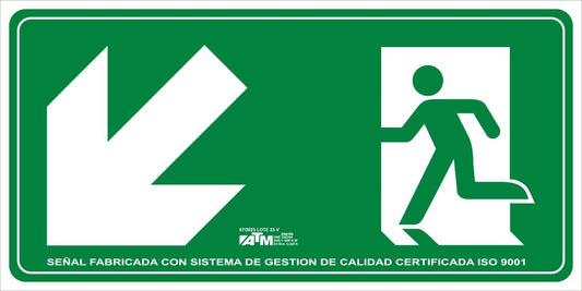 ATM Señalización ASB150 - Señal evacuación escalera abajo izquierda PVC clase B - Ferrotecnia