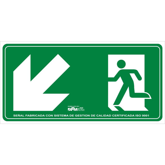 ATM Señalización ASB150 - Señal evacuación escalera abajo izquierda PVC clase B