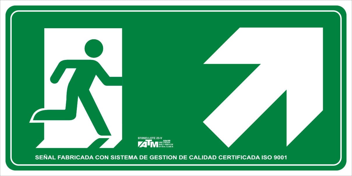 ATM Señalización ASB160 - Señal evacuación escalera arriba derecha PVC clase B - Ferrotecnia