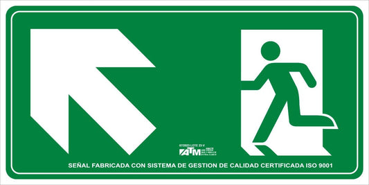 ATM Señalización ASB170 - Señal evacuación escalera arriba izquierda PVC clase B - Ferrotecnia