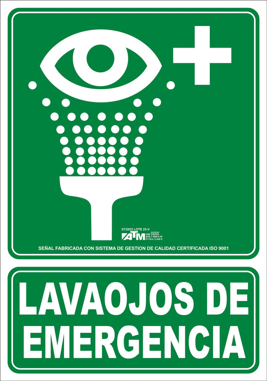 ATM Señalización ASB220 - Señal lavaojos de emergencia PVC clase B - Ferrotecnia