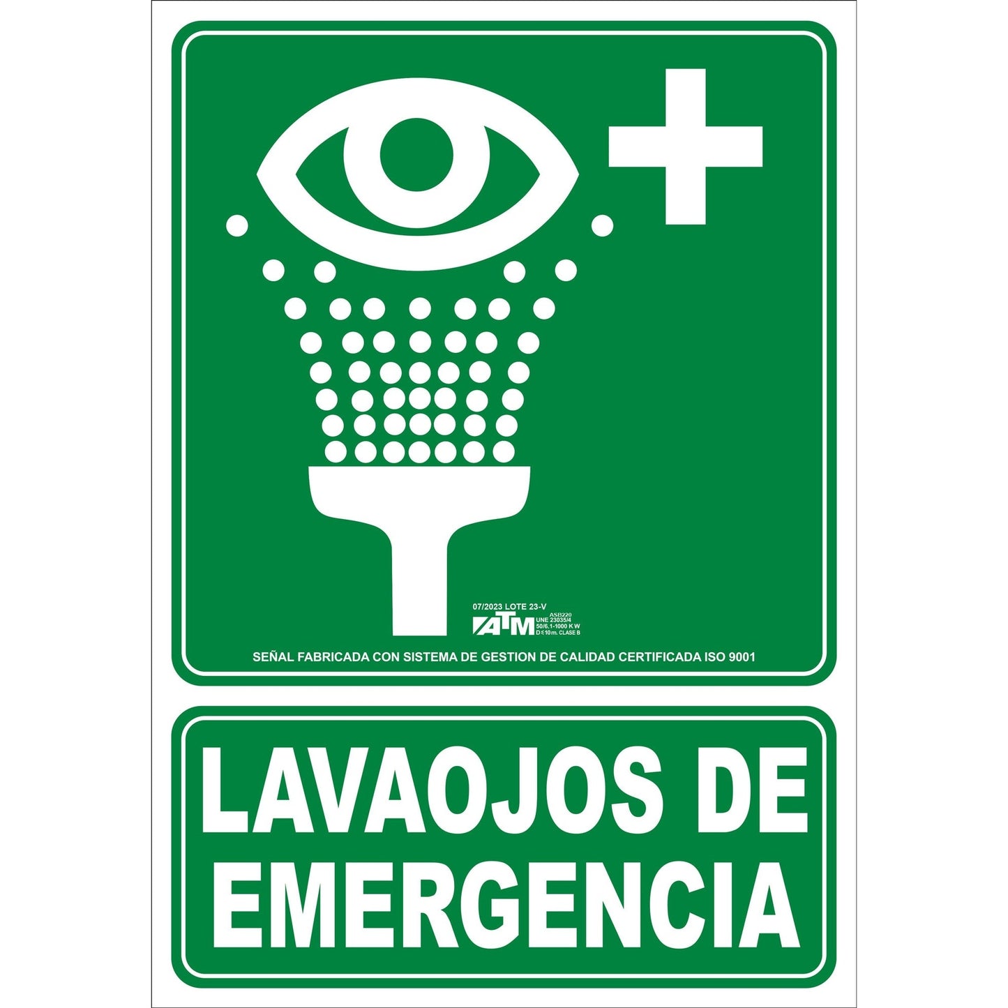 ATM Señalización ASB220 - Señal lavaojos de emergencia PVC clase B