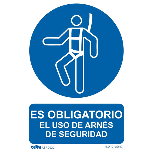 ATM Señalización ASRD020 - Señal obligatorio el uso del arnés PVC Glasspack