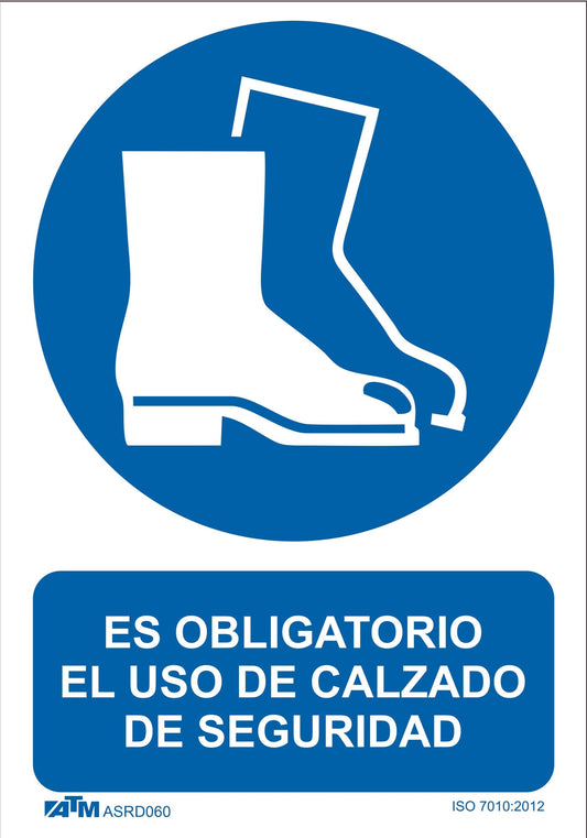 ATM Señalización ASRD060 - Señal obligatorio el uso de calzado de seguridad PVC Glasspack - Ferrotecnia