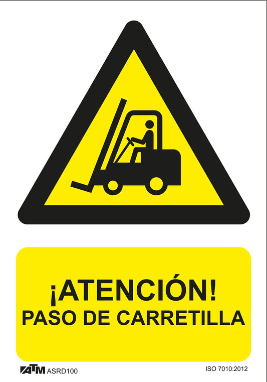 ATM Señalización ASRD100 - Señal peligro atención paso de carretilla PVC Glasspack - Ferrotecnia