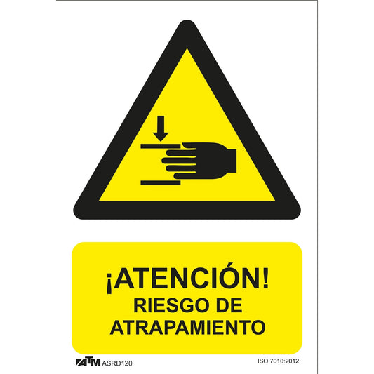 ATM Señalización ASRD120 - Señal peligro riesgo de atrapamiento PVC Glasspack