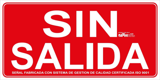 ATM Señalización Señal sin salida PVC - Ferrotecnia
