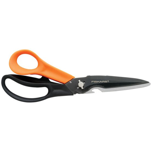 Fiskars Cuts + More Tijeras multifunción, Hoja de Acero Inoxidable/Mangos de plástico, Negro/Naranja, 3.0x30.5x12.0 cm