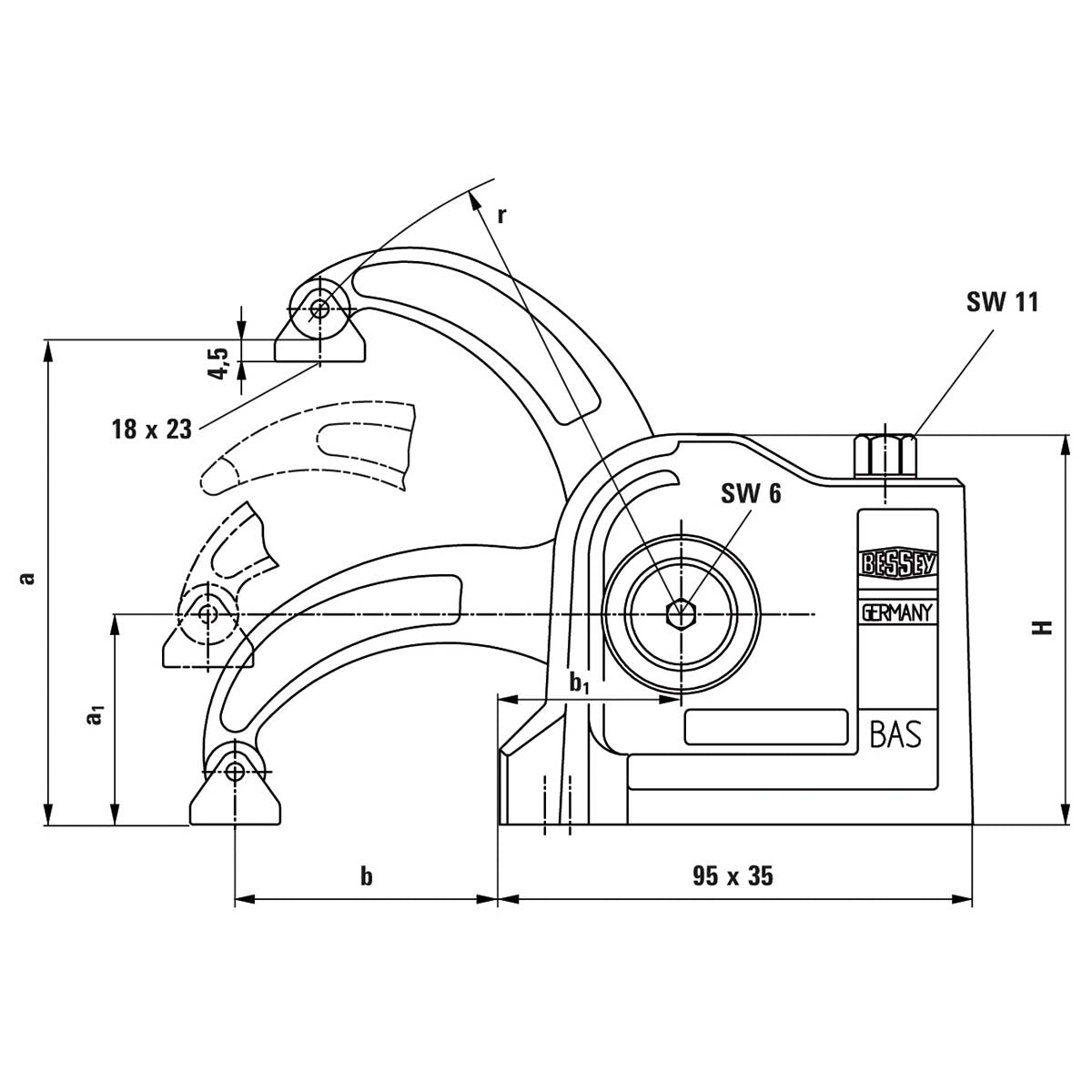 Bessey BAS - C10 - 6 - Mordaza compacta para máquina Bessey BAS - C10 - 6 - Ferrotecnia