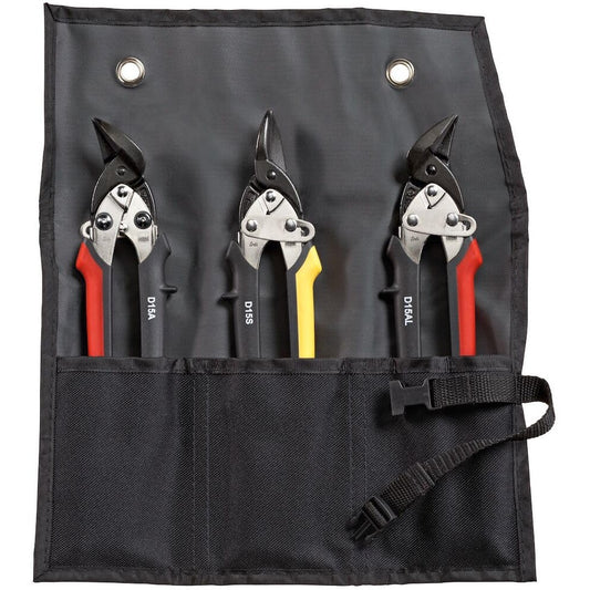 Bessey DSET15 - Juego de 3 tijeras Bessey D15A en funda enrollable