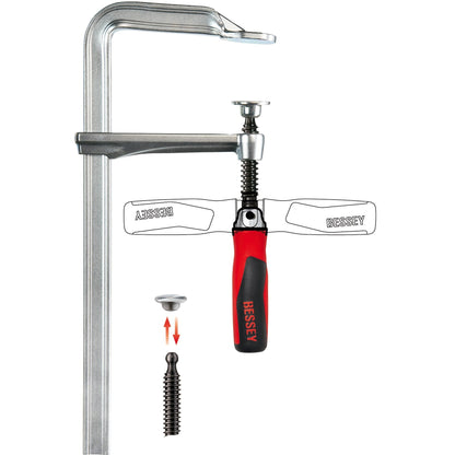 Bessey GZ6012KG - Forged Steel Clamping Screw with Articulated Handle GZ-KG 600 mm
