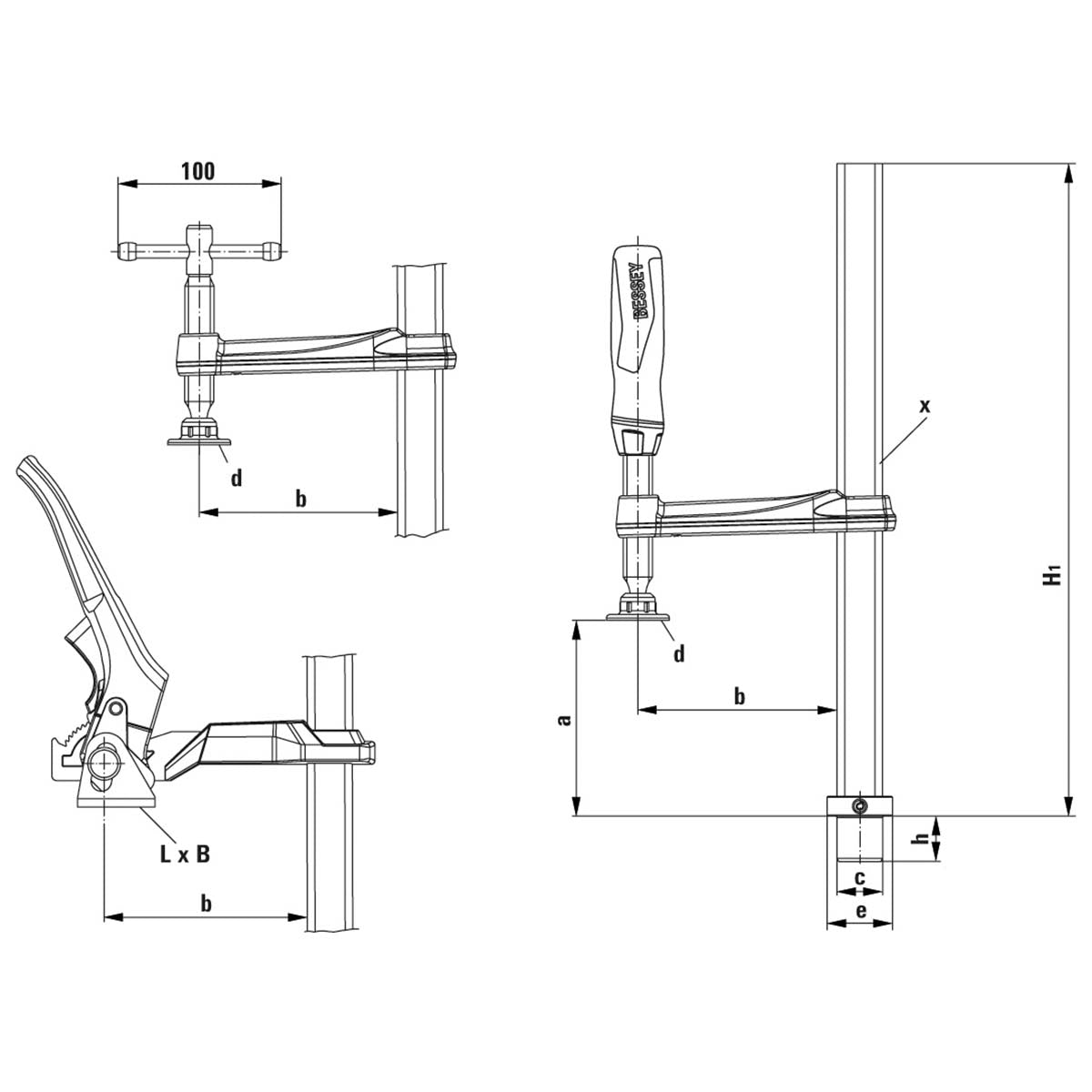 Bessey TW16 - 20 - 10 - 2K - Elemento de sujeción para mesas de soldadura Bessey TW16 200/100 2K - Ferrotecnia