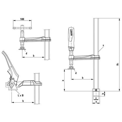 Bessey TW16 - 20 - 10 - 2K - Elemento de sujeción para mesas de soldadura Bessey TW16 200/100 2K - Ferrotecnia