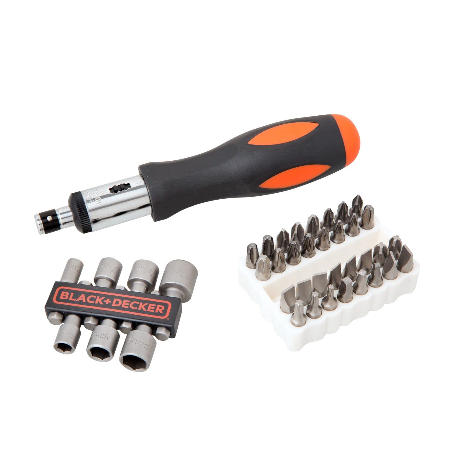 Black+Decker A7062-XJ - Juego de 40 piezas para atornillar A7062 con destornillador de carraca