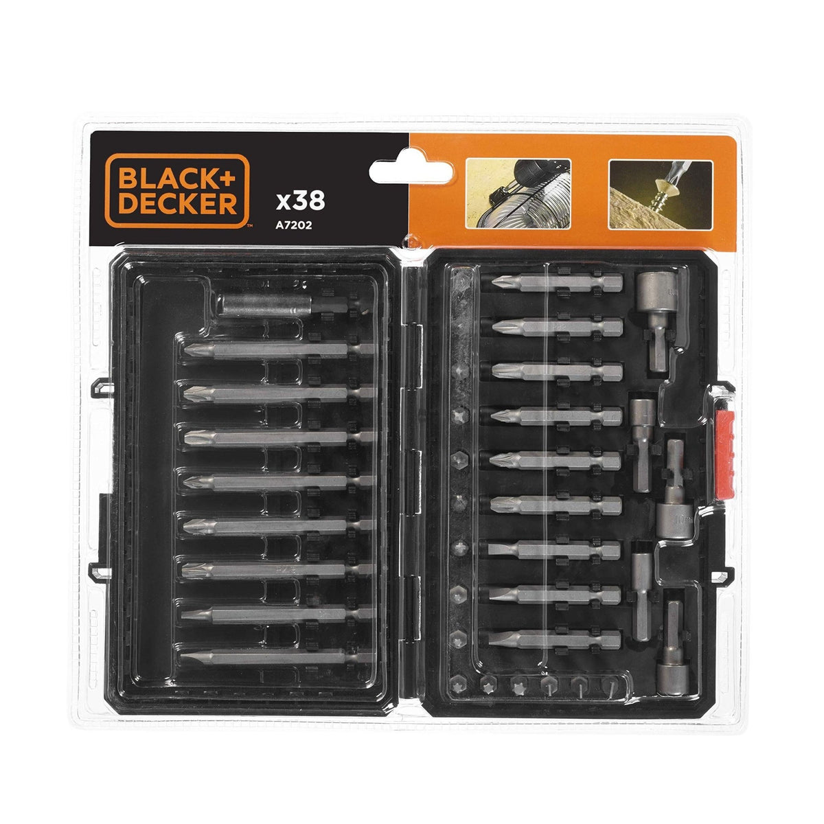 Black+Decker A7202-XJ Kit de 38 Piezas para atornillar, Piece, Set - Ferrotecnia