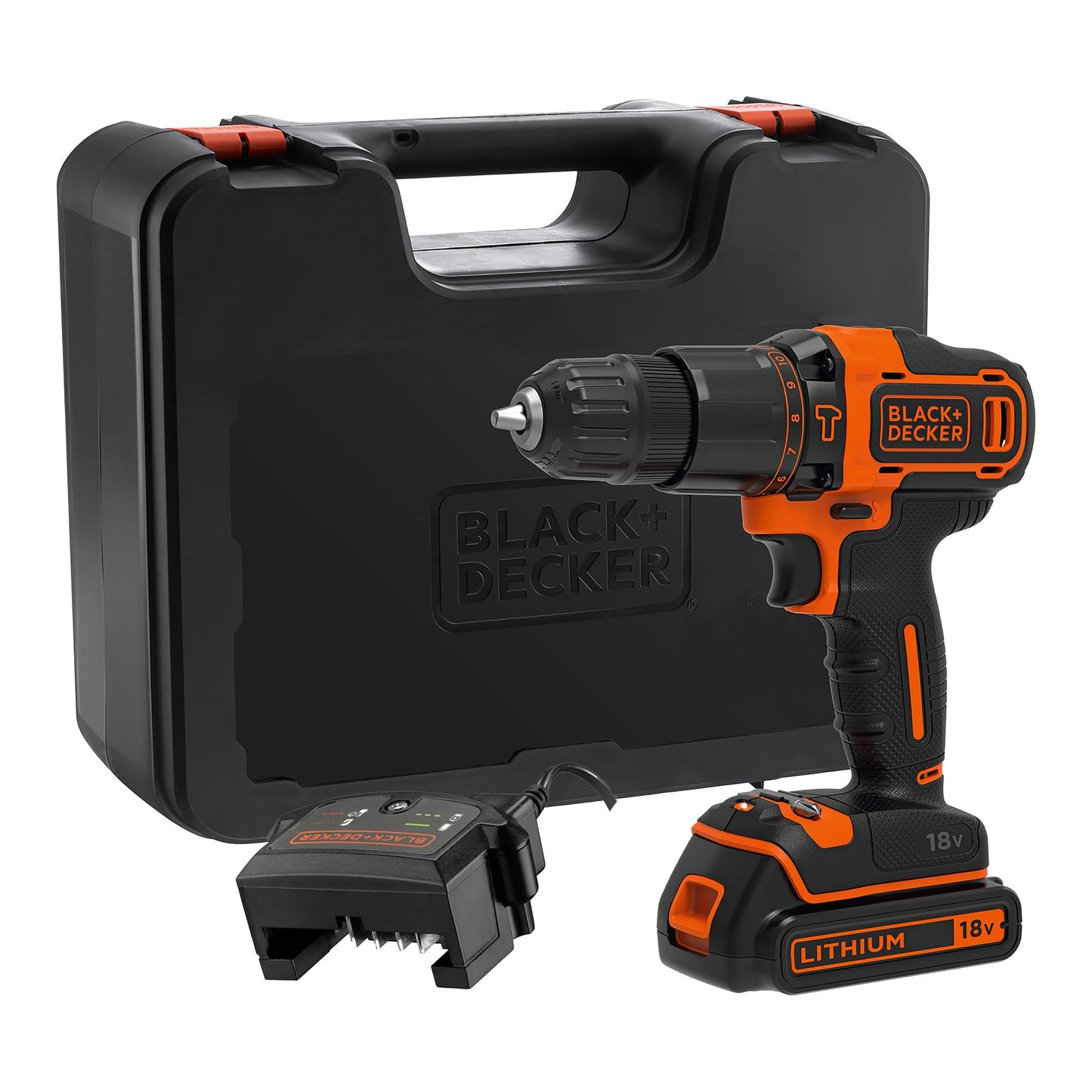 Black+Decker BDCHD18K-QW - Taladro percutor a batería 18V BDCHD18K, 1 batería 1,5 Ah y maletín