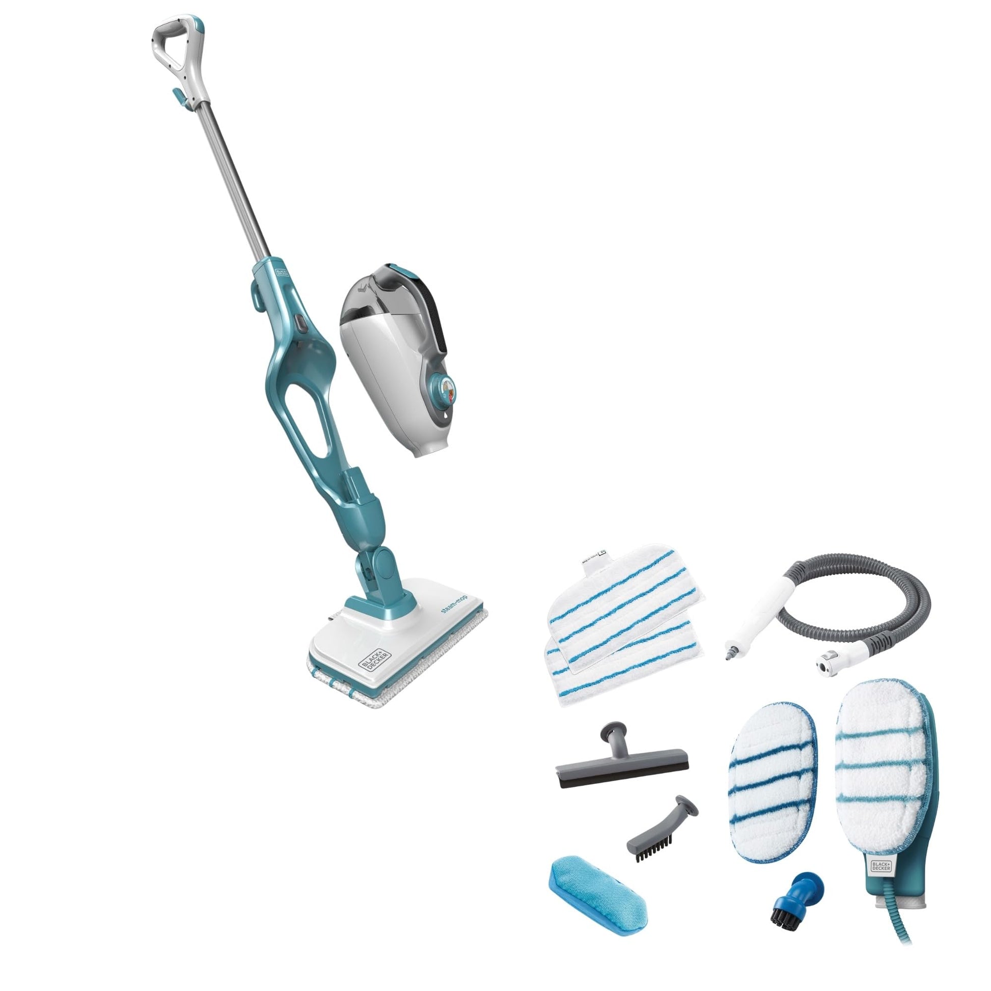Black+Decker FSMH1351SM-QS - Mopa de vapor 9 en 1 de 1300 W con limpiador de mano y guante SteaMitt
