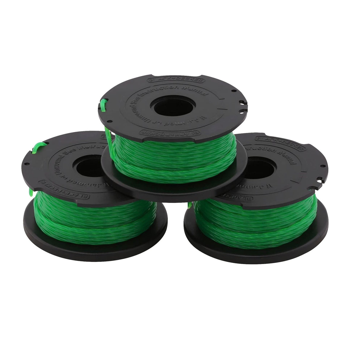 BLACK+DECKER Pack de 3 bobinas de hilo para desbrozadora y cortabordes, 6m de largo y 2mm de diámetro, compatible con modelos GL7033, GL8033, GL933, GL9035, STB3620L, A6486 - Ferrotecnia