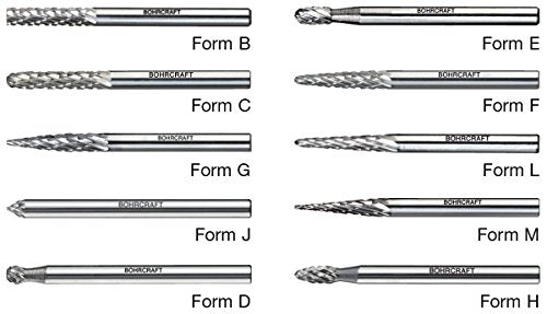 Bohrcraft 59001330015 - Bohrcraft Jg. fresas rotativas miniatura MD KF15 15 - uds.// 1x3,0 + 6,0 mm B/C/D//E/F/G/H/M - Ferrotecnia