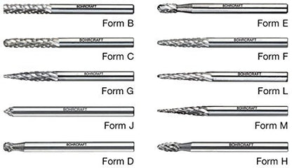 Bohrcraft 59001330015 - Bohrcraft Jg. fresas rotativas miniatura MD KF15 15 - uds.// 1x3,0 + 6,0 mm B/C/D//E/F/G/H/M - Ferrotecnia