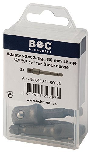 Bohrcraft 64001100003 - Bohrcraft Jg. adaptadores para llave de vaso amarre 1/4" A3 //1x 1/4"/ 3/8"/ 1/2" - Ferrotecnia