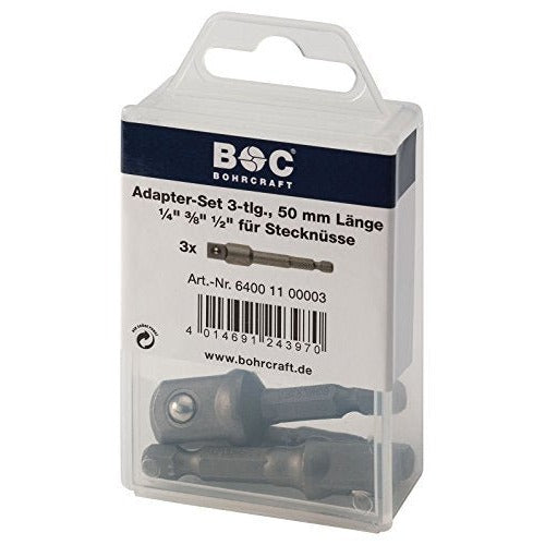 Bohrcraft 64001100003 - Bohrcraft Jg. adapters for socket wrench clamping 1/4" A3 //1x 1/4"/ 3/8"/ 1/2"