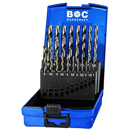 Bohrcraft 12011330019 - Bohrcraft Jg. DIN 338 HSS-G TURBO drill bits, ABS box // 19-pcs. 1.0 - 10.0 x0.5mm