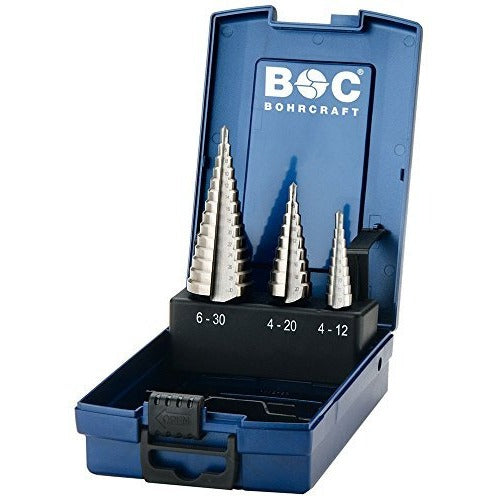 Bohrcraft 17601330003 - Bohrcraft Jg. HSS step drill bits, ABS case // # 1 - 2A - 3A /3-pcs.