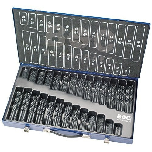 Bohrcraft 11001420220 - Bohrcraft Jg. laminated drill bits DIN 338 N HSS, metal case M220 // 1-13x0.5/220-pcs.