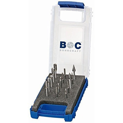 Bohrcraft 59001330015 - Bohrcraft Jg. MD miniature rotary burrs KF15 15-pcs.// 1x3.0 + 6.0 mm B/C/D//E/F/G/H/M