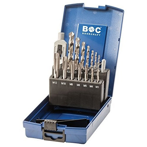 Bohrcraft 41201330015 - Bohrcraft Jg. single taps DIN 352 HSS-G + Drill Bit + ABS box tap EGB15-K //M3-M12