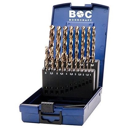 Bohrcraft 11401330019 - Bohrcraft Jg. DIN 338 N HSS-E Co5% drill bits, ABS box KE10 //1-10x0.5/19-pcs.