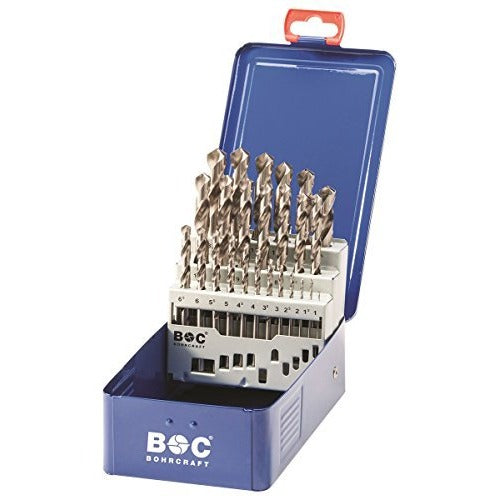 Bohrcraft 11201310025 - Bohrcraft Jg. DIN 338 N HSS-G drill bits, metal box MG13 BC // 1-13x0.5 / 25-pcs.