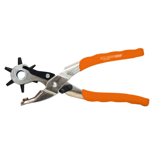Bollmann 0910-35AT - Alicate sacabocados tipo revolver con mangos de plástico