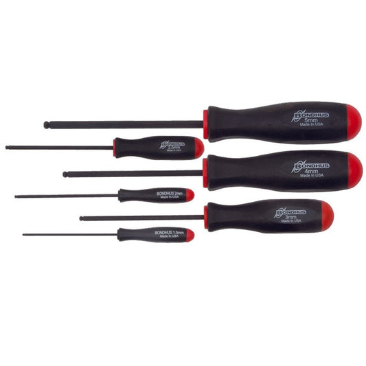 Bondhus 10686 - Set of 6 Bondhus ProGuard Ball Tip Screwdrivers 1.5-5 mm.
