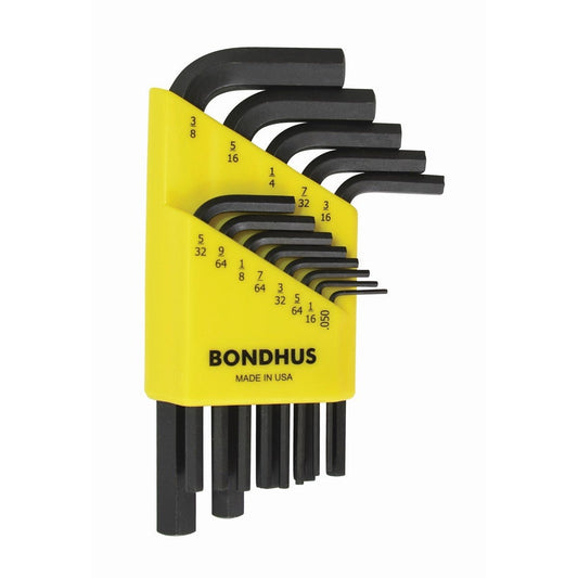 Bondhus 12237 13-Piece Inch Short Hex L-Wrench Set (.050-3/8")