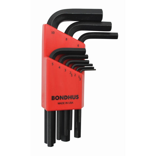 Bondhus 12299 - Set of 9 Bondhus ProGuard Short Hex L-Wrenches (1.5-10 mm.)