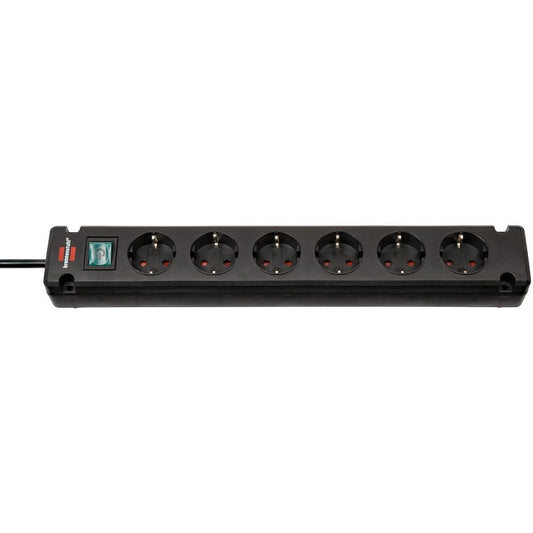Brennenstuhl 1150650316 - Base múltiple Bremounta negra apta para montaje fijo (6 tomas)