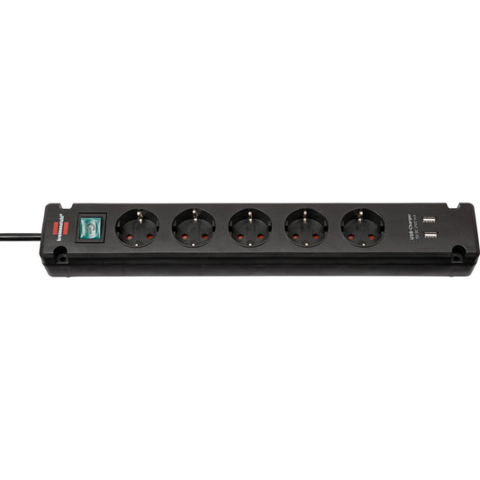 Brennenstuhl 1150660315 - Base múltiple Bremounta con puertos USB apta para montaje fijo (color negro)