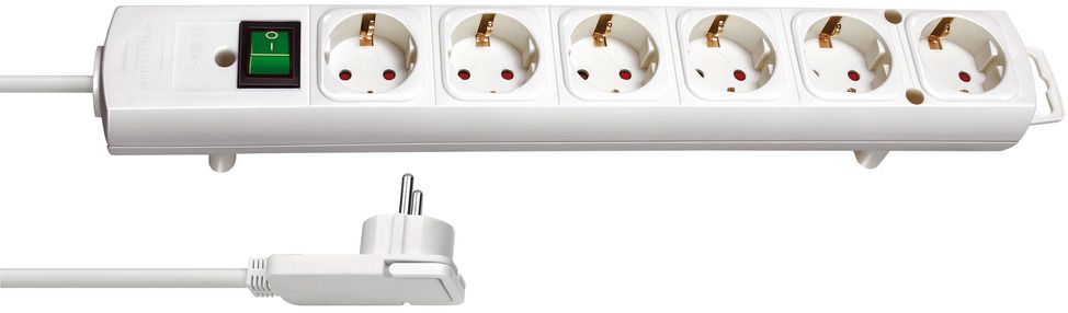 Brennenstuhl 1153320100 - Base múltiple Comfort - Line Plus blanca con clavija plana (6 tomas) - Ferrotecnia