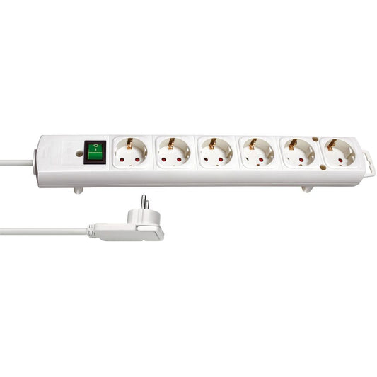 Brennenstuhl 1153320100 - Base múltiple Comfort-Line Plus blanca con clavija plana (6 tomas)