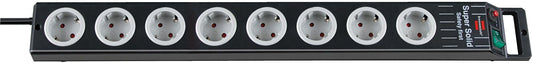 Brennenstuhl 1153380118 - Base múltiple Super - Solid - Line negra con la salida del cable en lado opuesto al interruptor (8 tomas) - Ferrotecnia